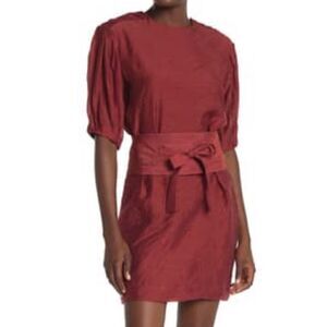 REBECCA MINKOFF Juno Mini Dress Burnt Henna
